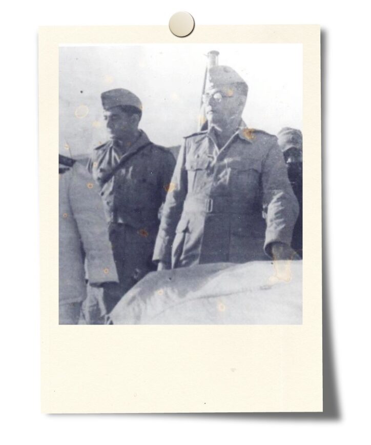 Anand Mohan Sahay with Netaji Subhas Chandra Bose in the Andaman Islands (1943).