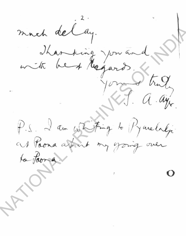 S.A. Ayer letter - Page 2